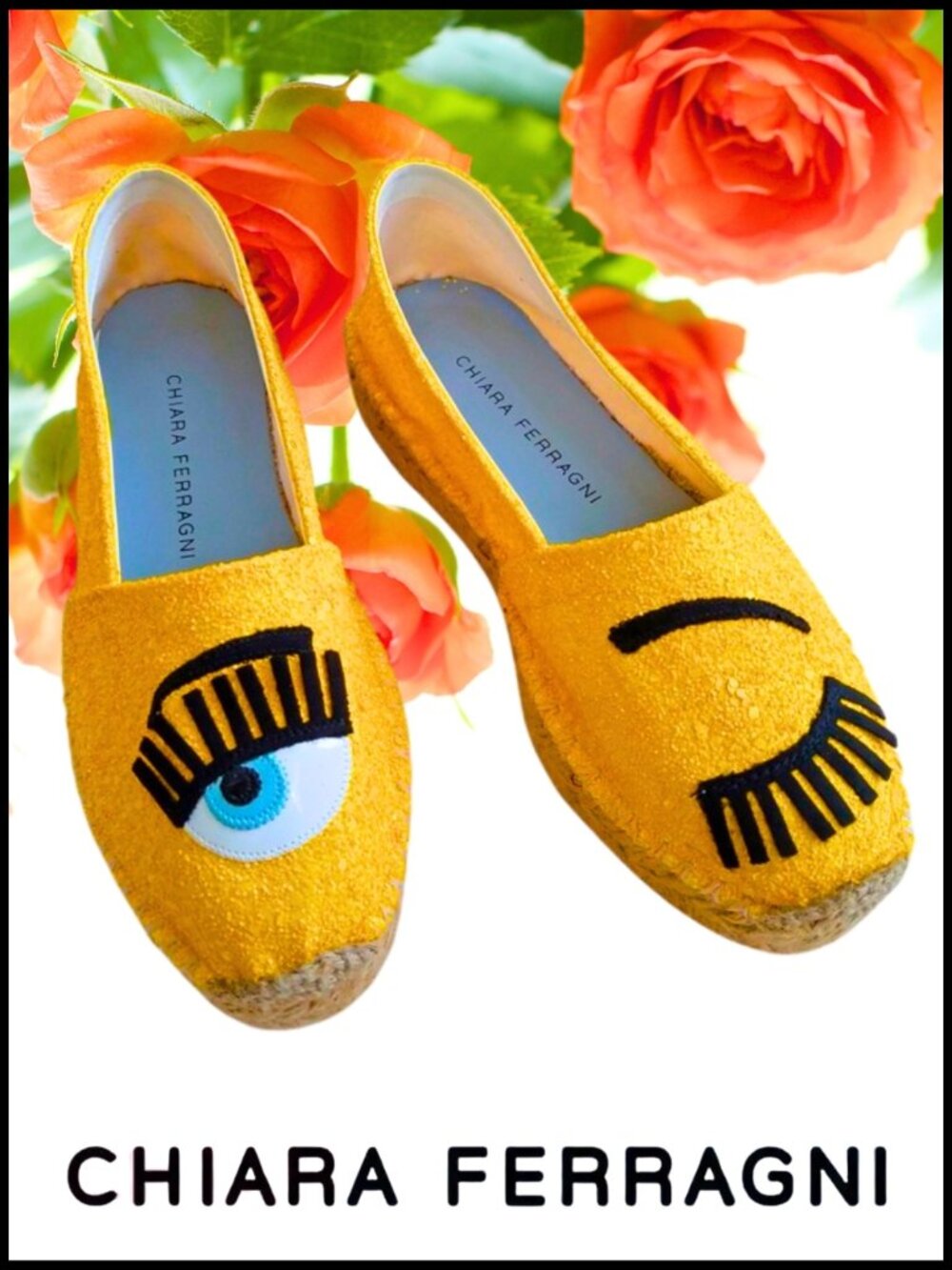 NWT Chiara Ferragni Glitter Platform Espadrilles